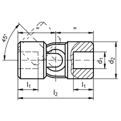 Einfach-Präzisions-Wellengelenke DIN 808 AR aus Stahl, Technische Zeichnung