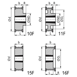 Zahnriemenräder AT10-Taper für Riemenbreite 32mm, Technische Zeichnung